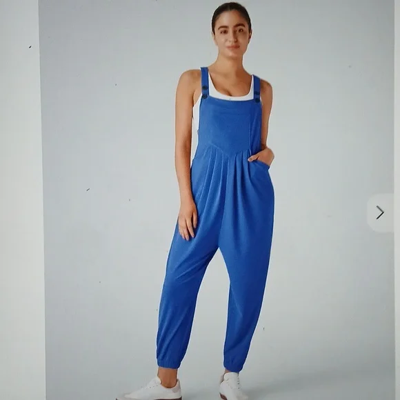 206. Halara Adjustable Strap Button Multiple Pockets Waffle Jogger Overa… - Picture 1 of 3